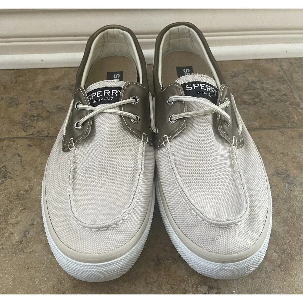 Sperry Top Sider Bahama Ballistic 2 Eyed Boat Shoe Size 11.5 Beige STS13136